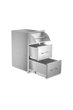 New in the box 17" W x 30" H x 21" D Stainless Steel Outdoor Kitchen Drawers BBQ Drawers Double Access Drawer w/Paper Towel Holder Drawer Combo Flush 