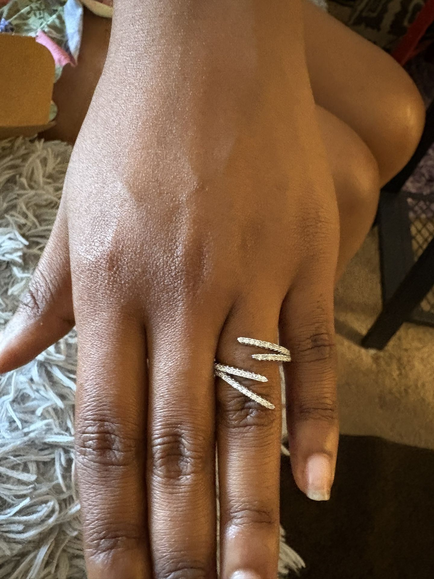 Genuine Diamond Ring . White Gold Over Sterling Silver