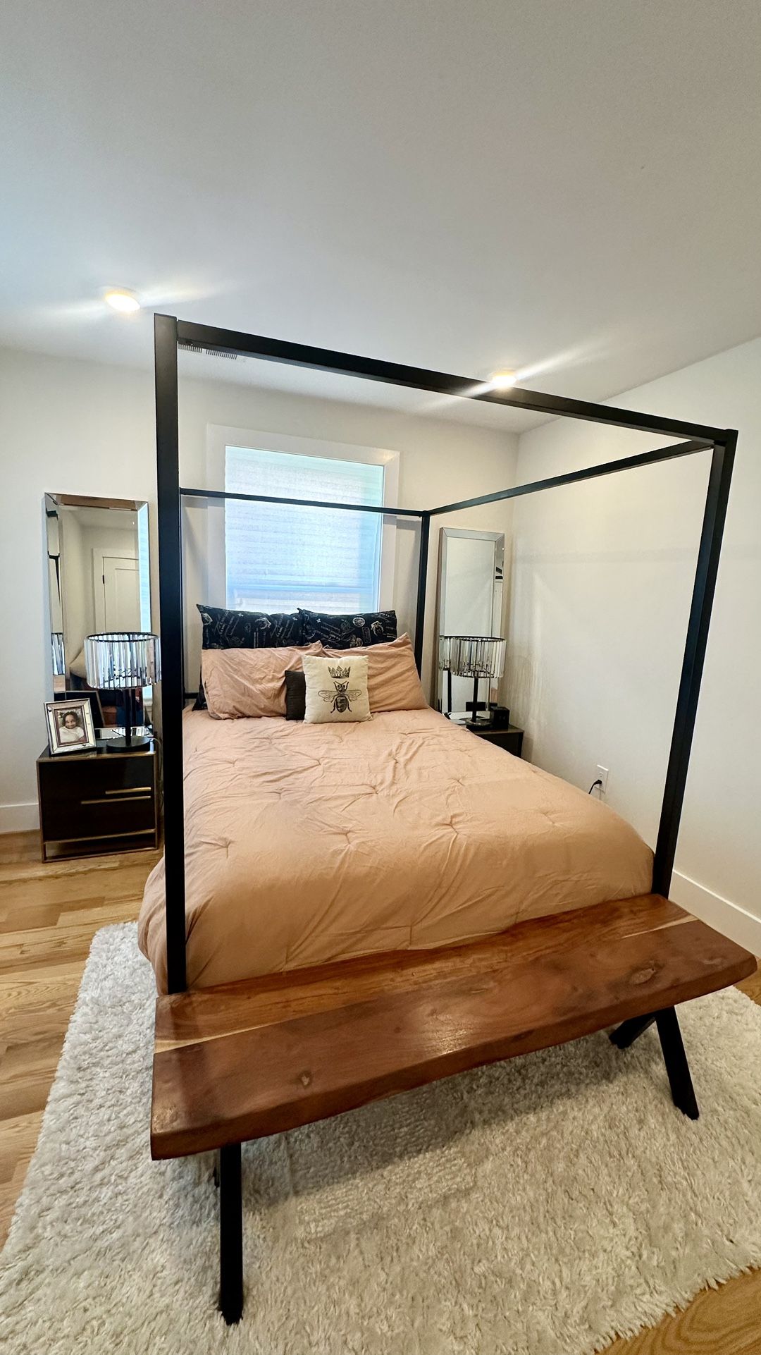 Black Canopy Bed with Full Size Mattress