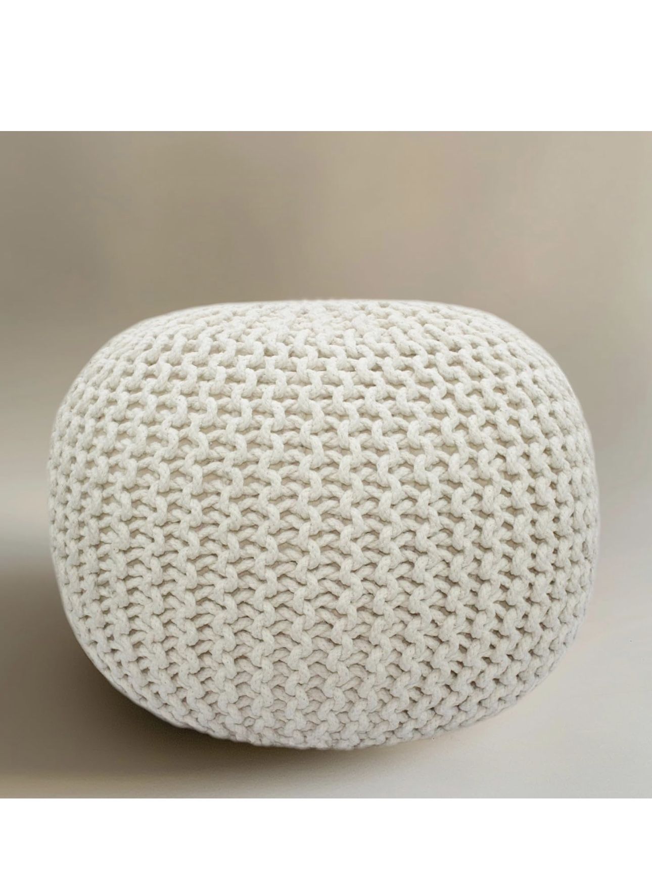COTTON CRAFT Round Dori Pouf - Cotton Braid Cord Cable Ottoman - Foot Stool - Footrest - Floor Pouf - Accent Seat Furniture Bean Bag - Living Room Dor