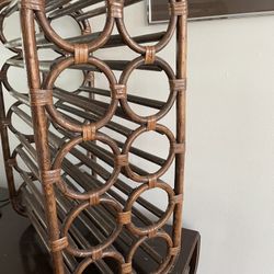 Vintage Bamboo /Rattan 20 Bottle Wine Rack 