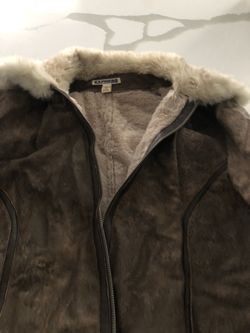 Leather jacket with fur size 14