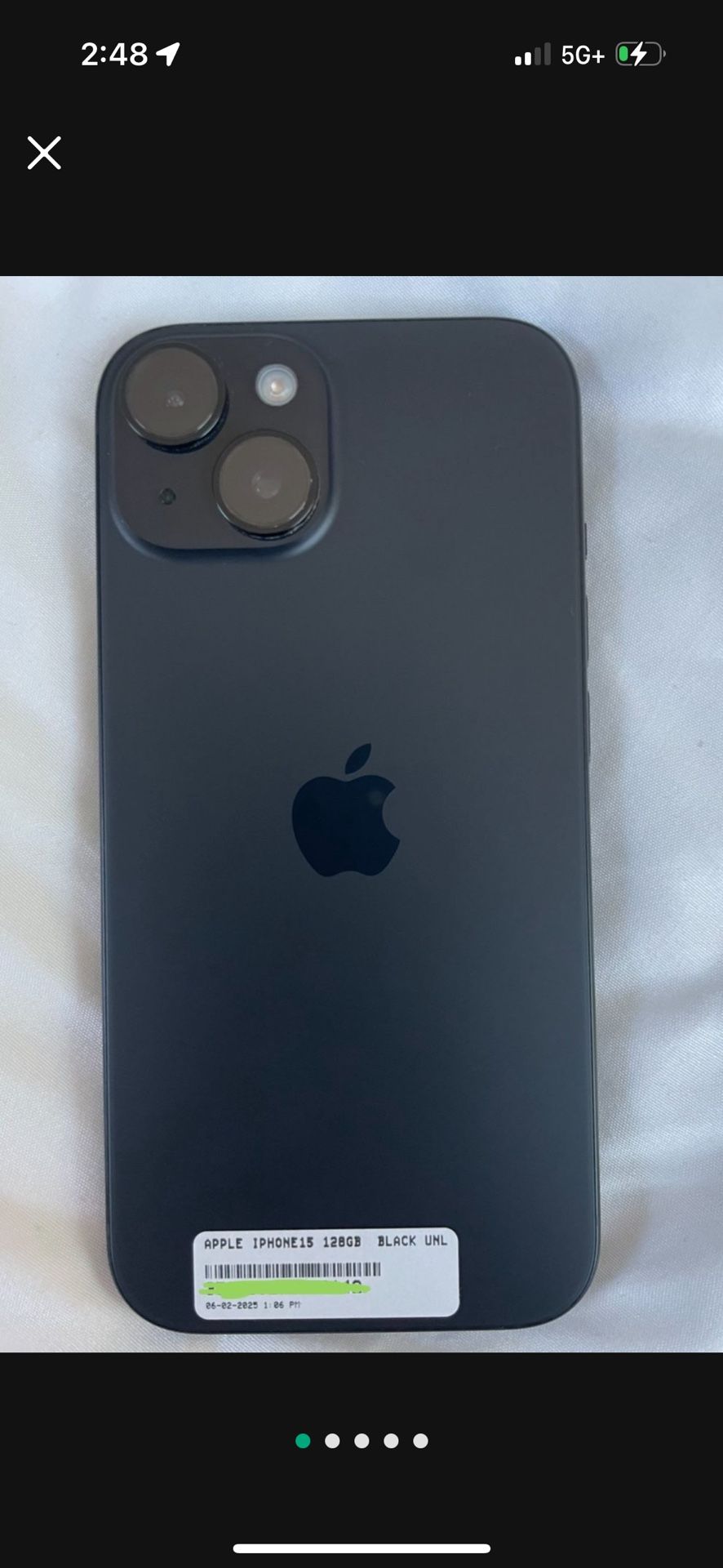 Apple iPhone 15 - Like New - Black- Fully Unlocked - 128 GB (Refurbished)
