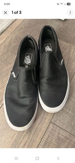 Vans Classic Slip-On Black Perforated Leather Sneakers Mens 12