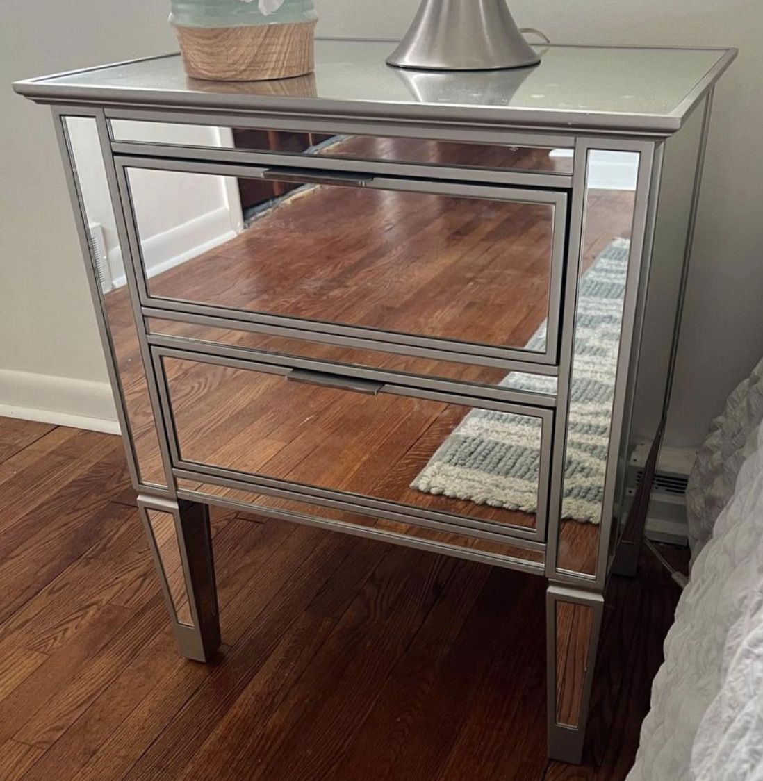 Pottery Barn Mirrored Solid Wood Nightstand 
