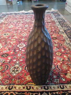 Pair of Philippine-Made Textured Ceramic Vases – Original Labels – Rustic Global/Organic Décor
