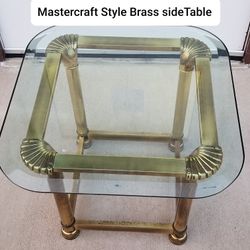  Mastercraft Style Gorgeous  Vintage Heavy solid Brass and Glass top End or small coffee Table 