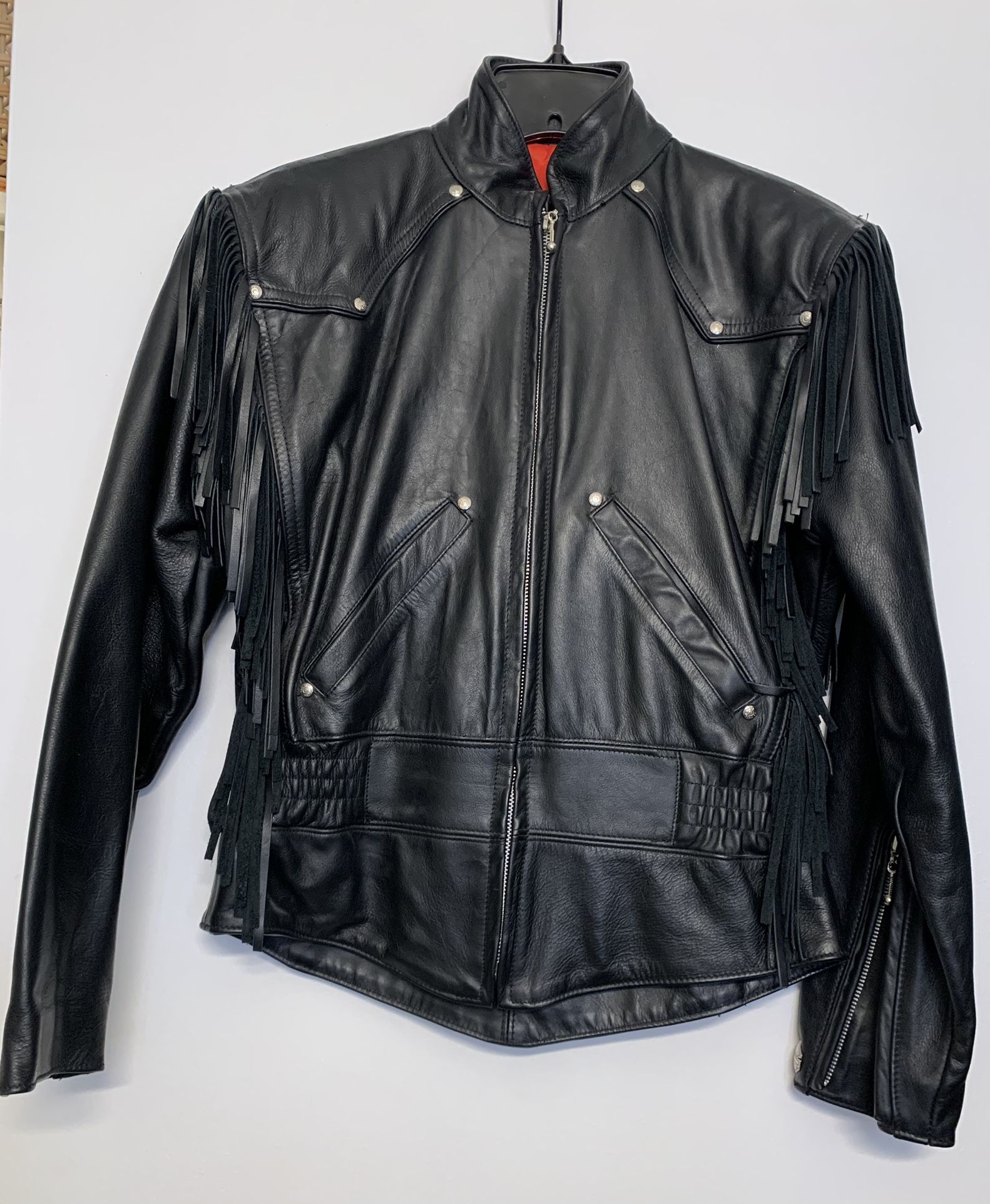 ** MINT Condition ** Vintage 90’s Harley Davidson Womens Leather Jacket, Fringe, XS (fits Size 8)