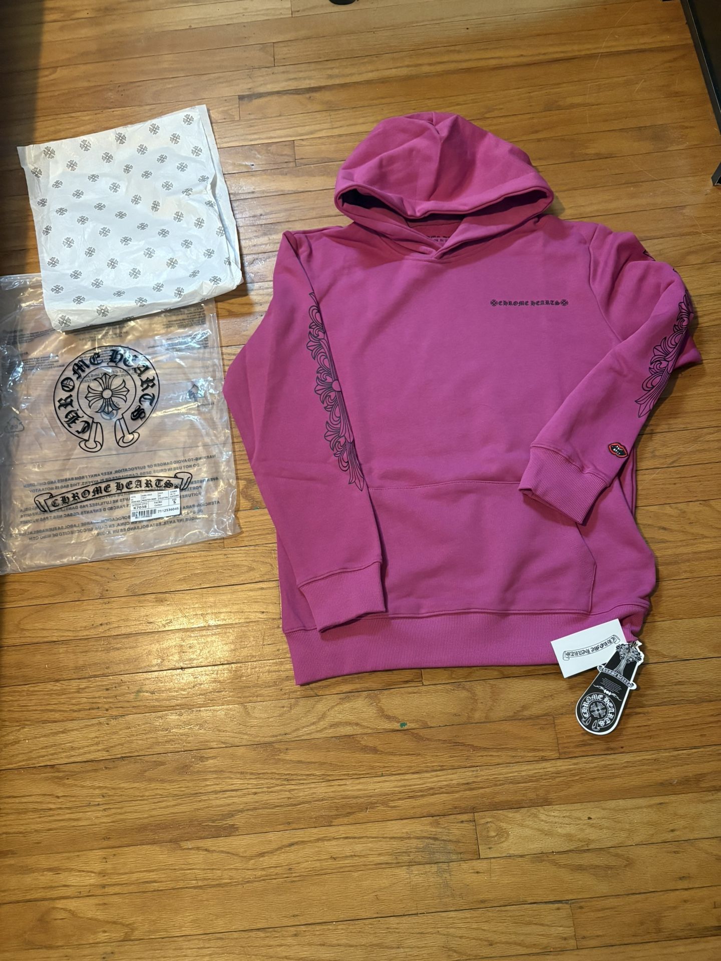 pink chrome heart hoodie