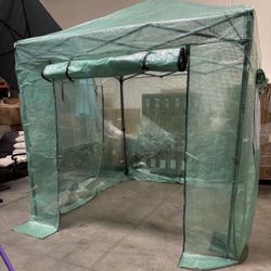 New 8 × 8 inch push setup instant pop-up greenhouse with polyethylene cover, zippered roller doors