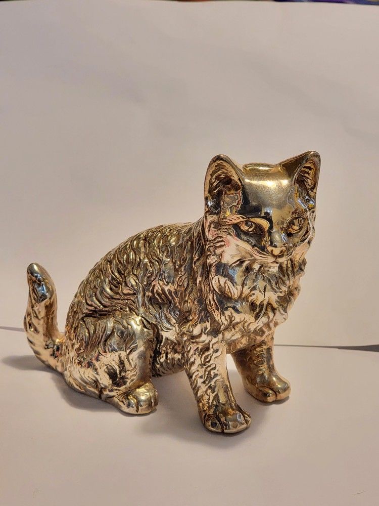 Rare ISRAEL .925 Sterling Silver Cat Statue Figurine