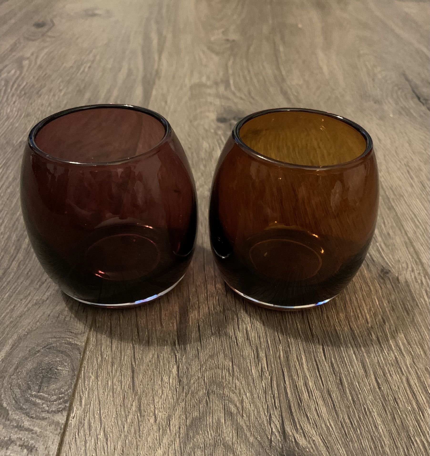 2 Partylite Votive Candle Holders - One Purple, One Amber