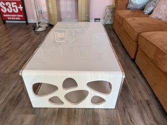 Modern Coffee Table with Storage & Unique Cutout Design