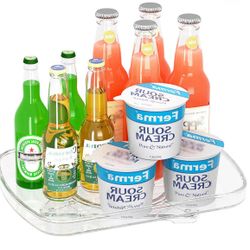 SPACEKEEPER Lazy Susan Turntable Organizer for Fridge Organization and Storage, Rectangle Turntable Lazy Susan Spice Rack for Cabinet Pantry Counterto