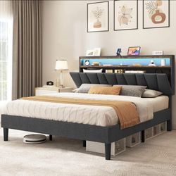 UPHOLSTERED KING SIZE BED FRAME BRAND NEW IN BOX!!!