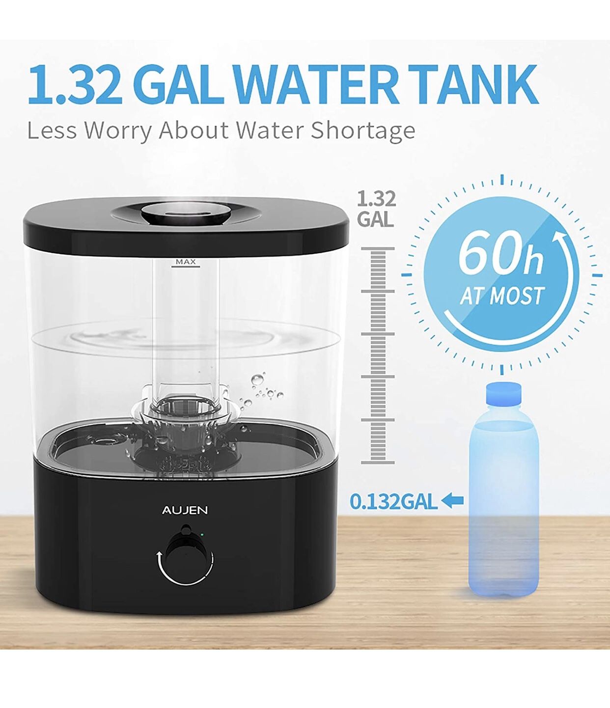 5L Cool Mist Humidifier for Babies, 360° Nozzle Humidifier for Bedroom, Air Humidifier with Essential Oil Tray, Ultrasonic Humidifier for Large Room A
