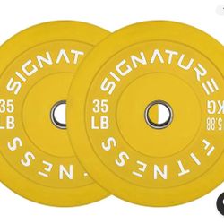 2" Olympic Bumper Plate Weight Plates with Steel Hub - 35lb Pair NEW