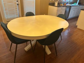 MOVING OUT SALE - West Elm White Dining Table w/Chairs