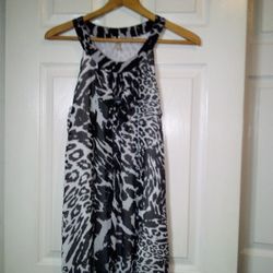 Lapis Fully Lined Black & White Animal Print Mini Dress Size Small 