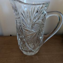 Lead Crystal Elegant Pitcher Hand Etched