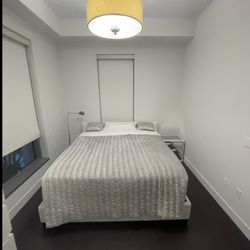 Modani White Leather King Bed frame with Mattress