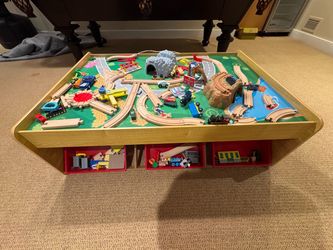 Wooden Train Table Set with Accessories