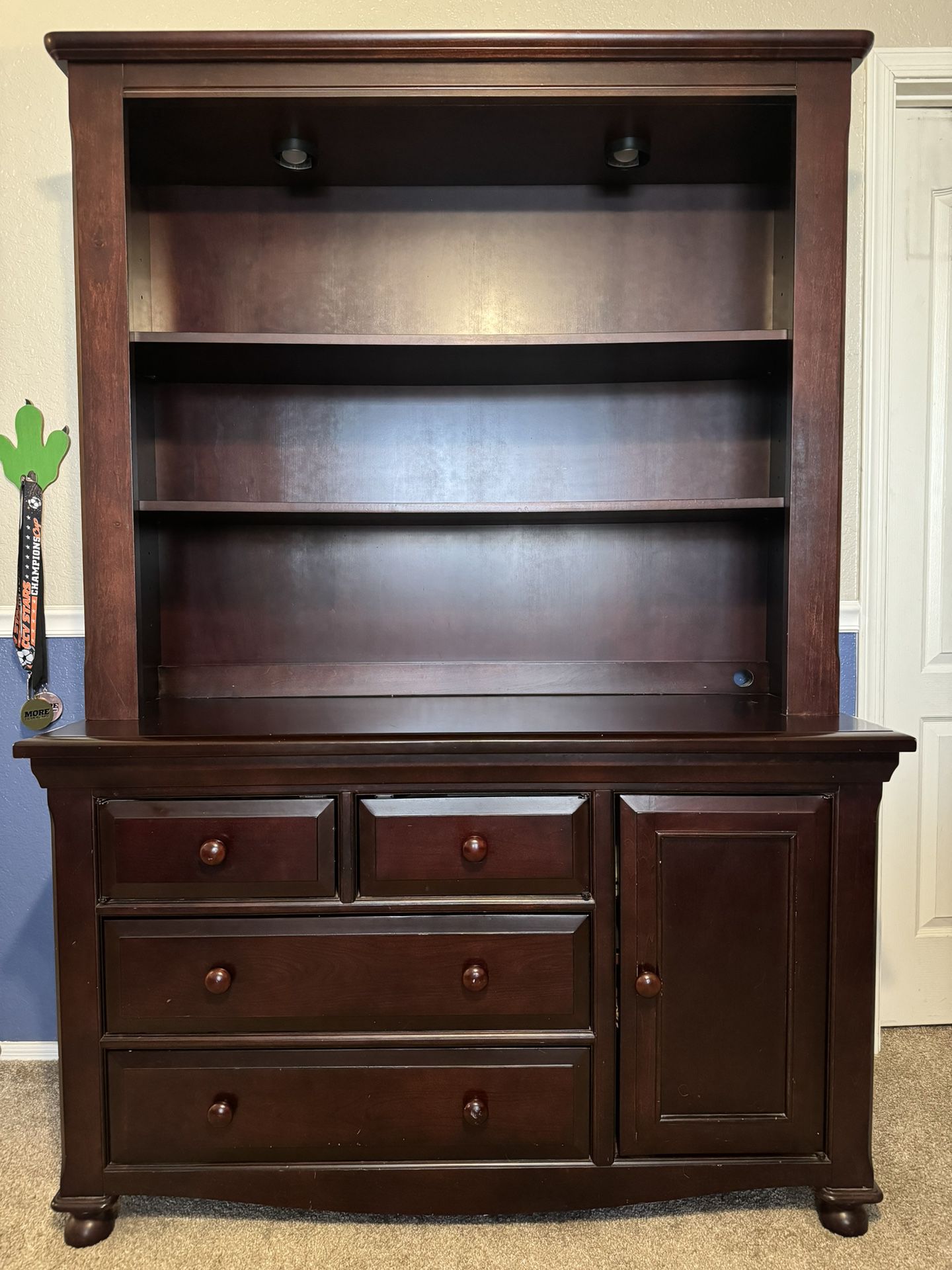 Dresser And lighted Hutch