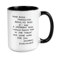 Worlds Best Boss Coffee Mug Dear Boss Mug Punch Throat Ceramic Office Cup 15oz