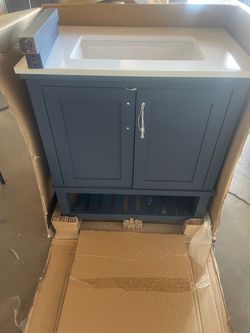Home Decorators Collection Tupelo 30 in. Single Sink Freestanding Midnight Blue Bath Vanity with White Engineered Stone Top (Assembled)