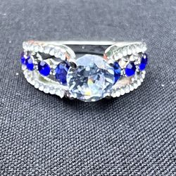 Ladies Blue/ Silver Tone Ring Size 9
