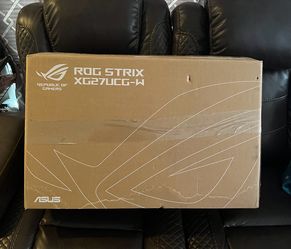 White ASUS ROG Strix 27” 4K HDR USB-C Gaming Monitor XG27UCG With Dual Mode