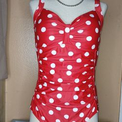 Red Poko Dot Bathing Suit