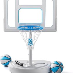 Poolside Basketball Hoop w/ 32" Backboard, Adjustable Stainless Steel Pool Hoop Set