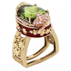 Retro Female Curved Green Lotus Ring Size 8/9