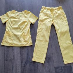 Women's Yellow Scrubs XS top, PXS bottom