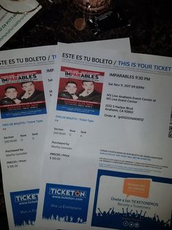 2 boletos para los imparables adrian uribe & Omar chaparro savado