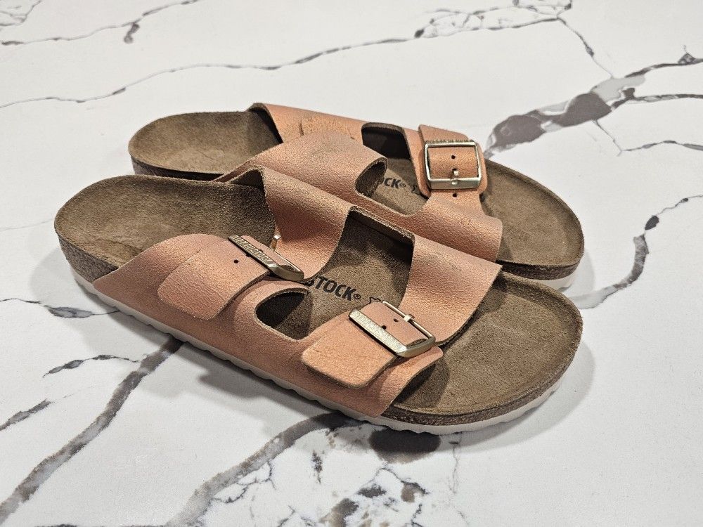 Birkenstock Arizona Copper Metallic Wash Size 43, 10 Men's 