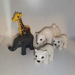 lot of LEGO DUPLO animal figures polar bear elephant giraffe