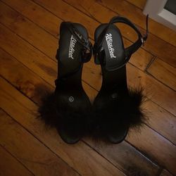 Sexy fuzzy black heels