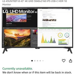 Like New 43 Inch Monitor