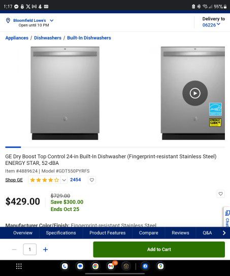 *New*GE Dry Boost Top Control 24-in Built-In  Dishwasher 