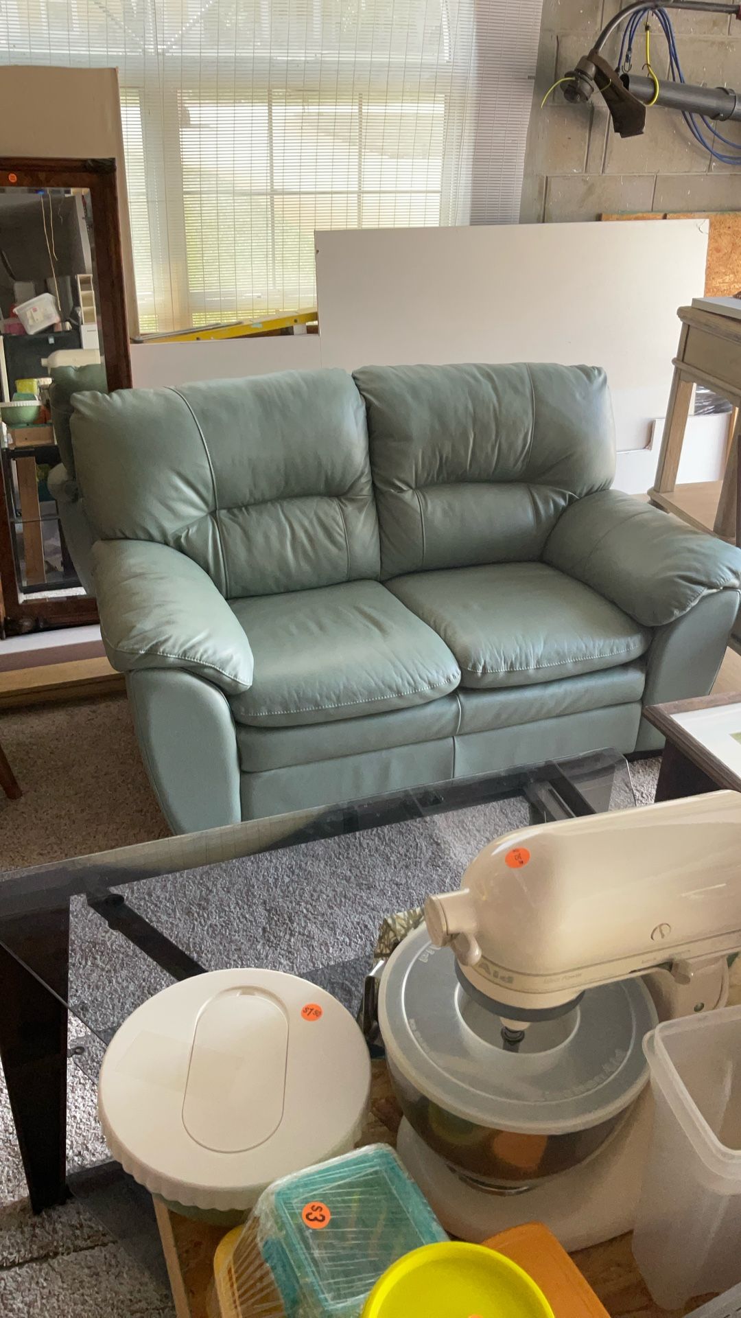 Green Leather Loveseat