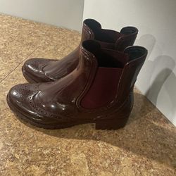 Burgundy Chelsea boots rain boots