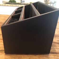 LEVENGER JACKSON UNIFIER, DARK BROWN LEATHER, DESK ORGANIZER