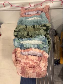 Hand crocheted fluffy bags