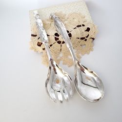Vintage Wallace Silversmiths Christmas Fine Silverplate Salad Serving Set