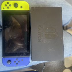 Neon Yellow And Blue Nintendo Switch + Dock + Case + Game