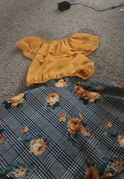 Cute off the shoulder top with a really cute matching skirt