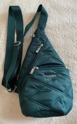 Baggallini Dark Green Sling Crossbody Bag W/Adjustable Strap.