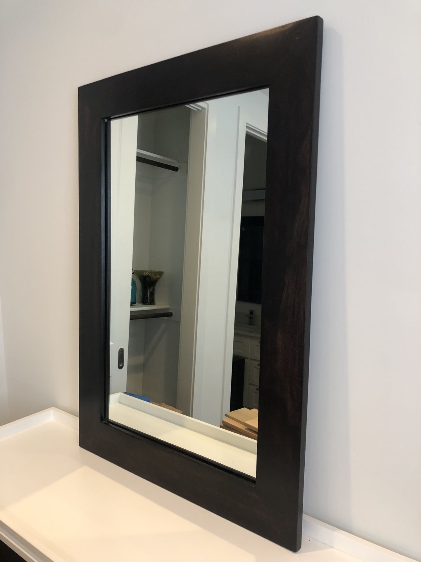 Solid dark wood mirror in great condition